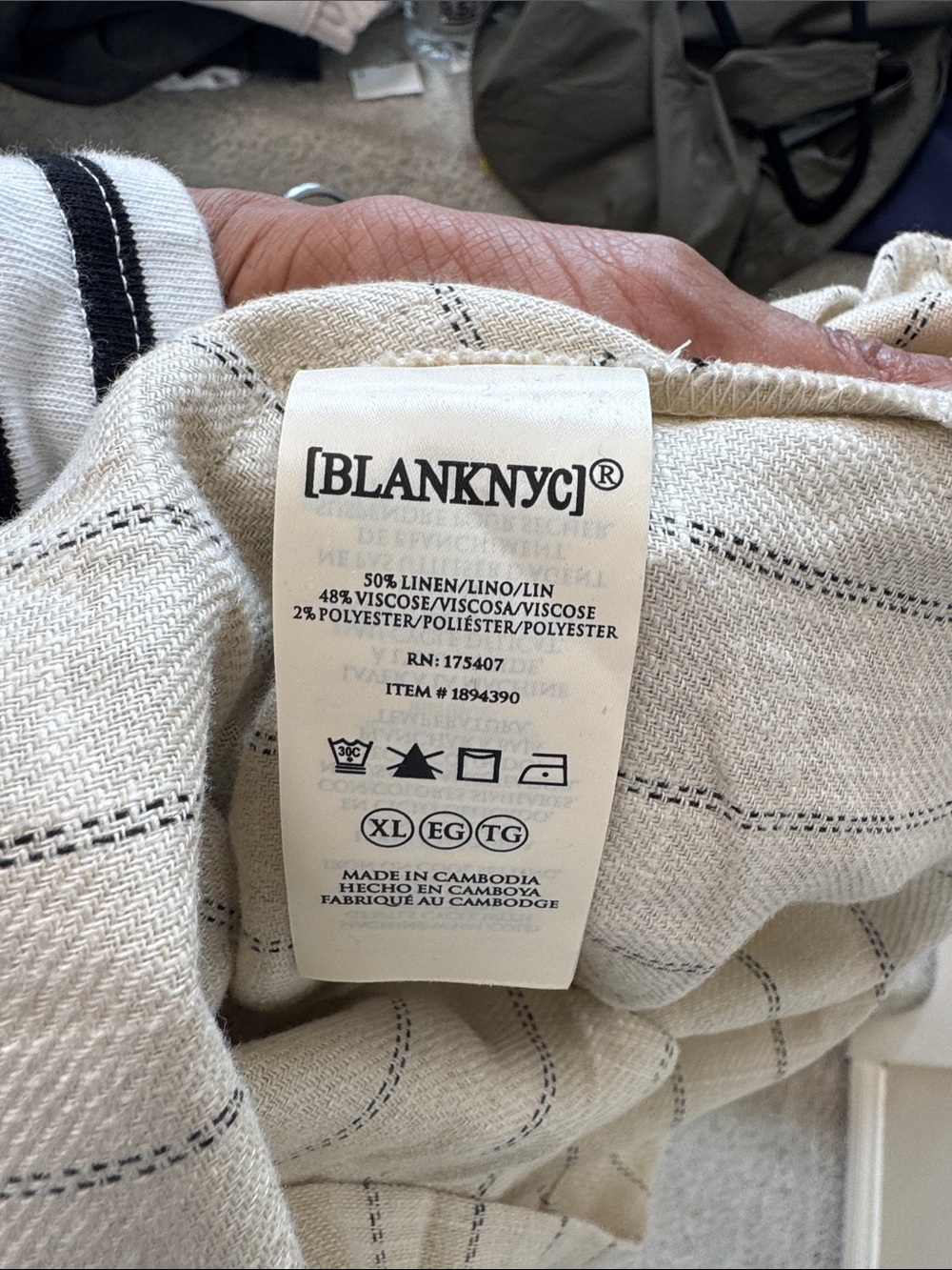 Blank NYC Cream Linen-Blend Striped High-Waist Shorts - Picture 3 of 4